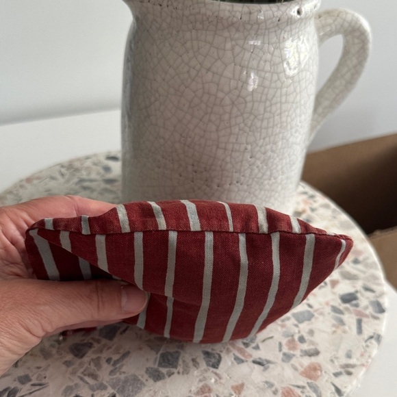 Marimekko Maroon and Gray Striped Jokapoika Fabric Pouch - Picture 5 of 5